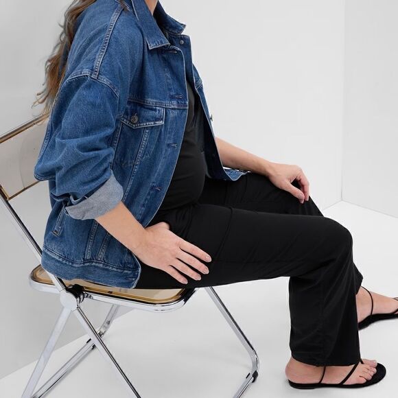 NWOT GAP Maternity Full Panel Straight Khaki, Black, Size 6, style #556392 - Picture 4 of 7